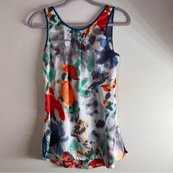 Anthropologie Fei Liquid Bouquet Floral Tank Top Sz Small Red Blue Watercolor - Picture 4 of 8
